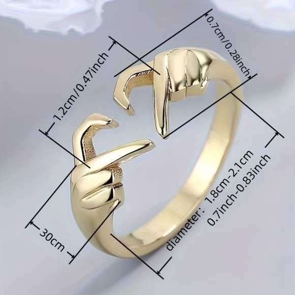 Elegant Gold LOVE Adjustable Rings. Heart Adjustable Ring. - Picture 3 of 5